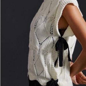 Elegant White Knit Sweater Vest Anthropologie Maeve OS